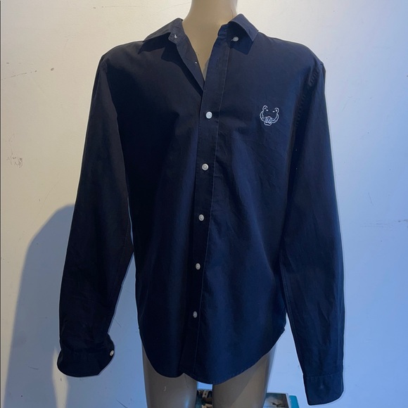 Kenzo black button down shirt logo front - Picture 2 of 7